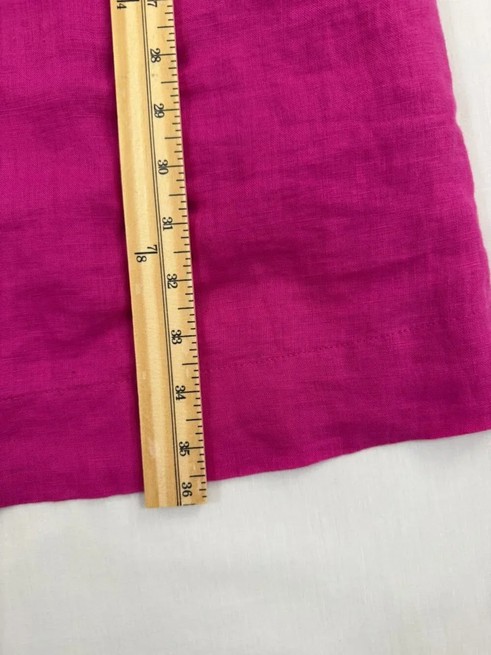 J.Crew 100% Linen Button-Back Shift Dress Fuchsia Pink Pockets Size XS